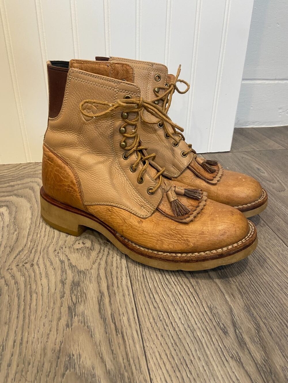 ARIAT Cobalt Lacer Riding Cowboy Boot Camel Kiltie Roper Womens 6.5B